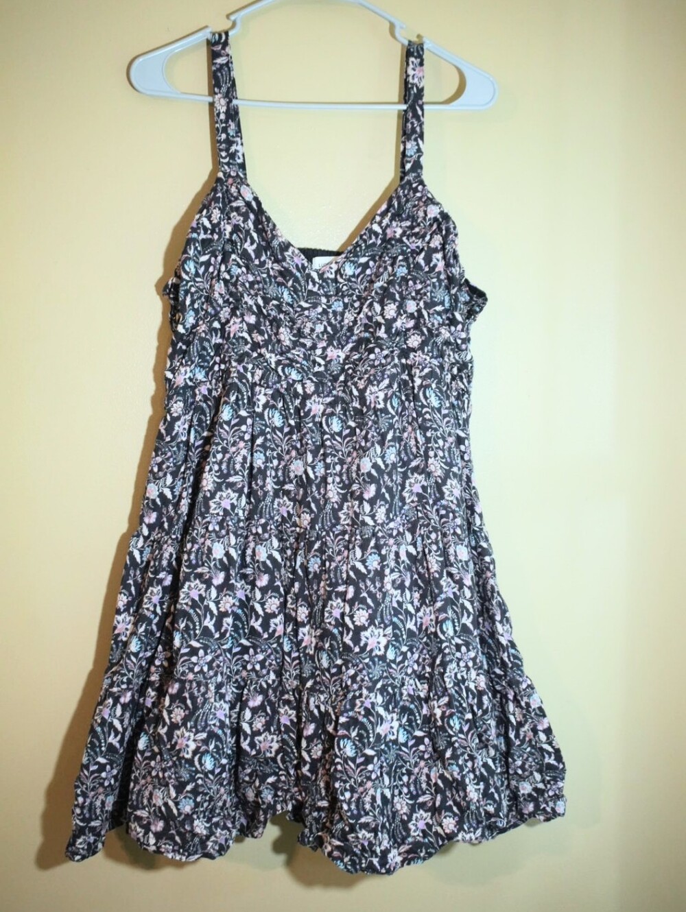 Lucky Brand Blue Mini Dress Floral Pattern XL Western Boho Flare Fall Spring